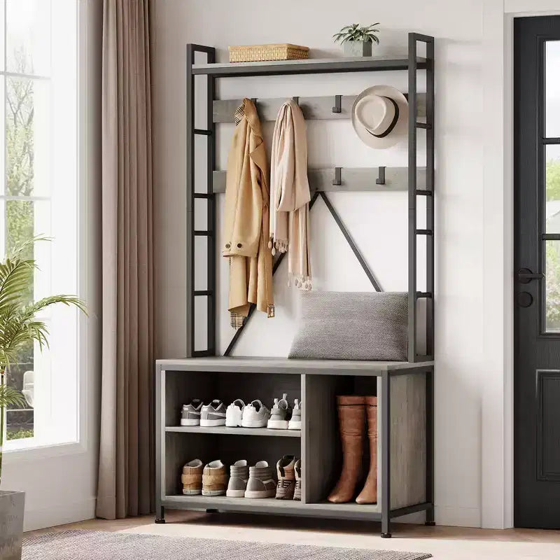 Hall Tree with Bench, Shoe Storage and Coat Rack