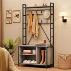 Hall Tree with Bench, Shoe Storage and Coat Rack