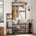 Hall Tree with Bench, Shoe Storage and Coat Rack