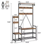 Hall Tree with Bench, Shoe Storage and Coat Rack