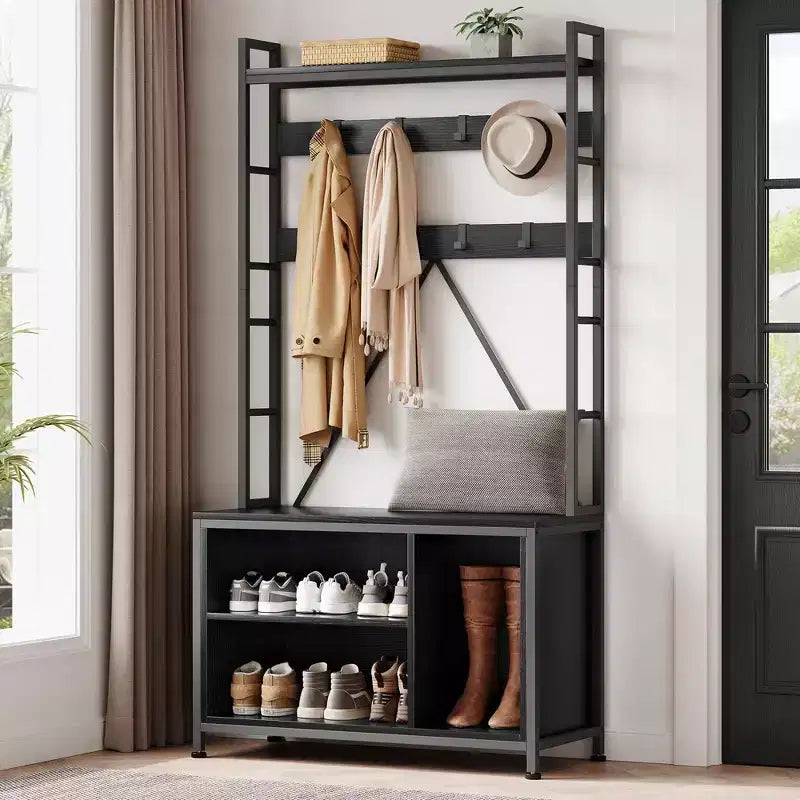 Hall Tree with Bench, Shoe Storage and Coat Rack