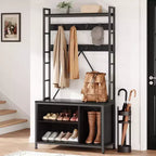 Hall Tree with Bench, Shoe Storage and Coat Rack