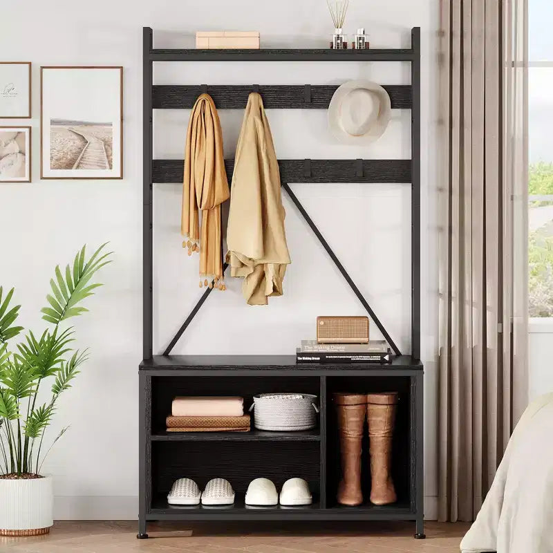 Hall Tree with Bench, Shoe Storage and Coat Rack