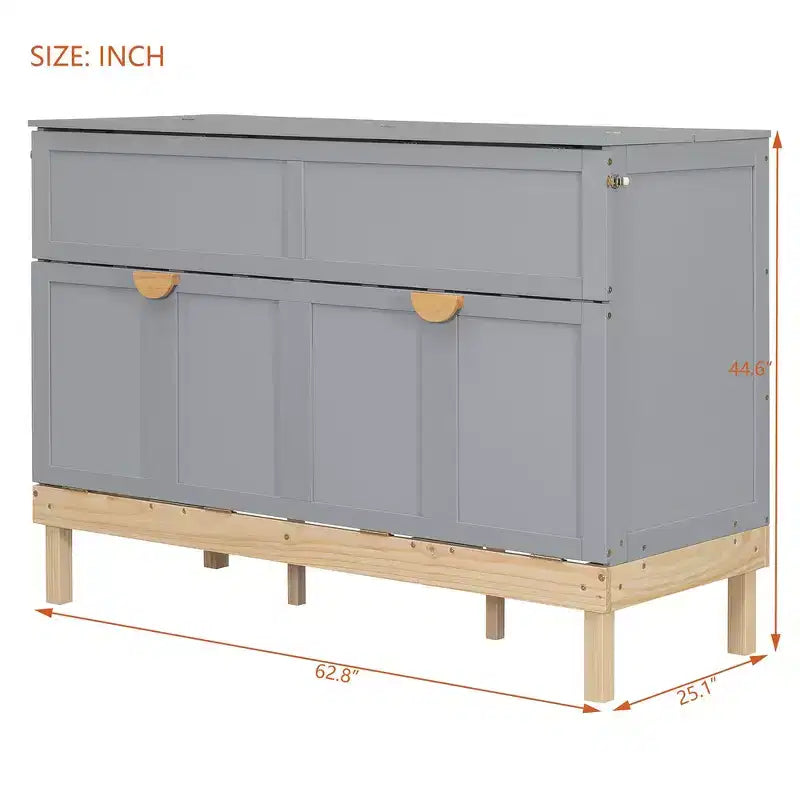 Queen Size Murphy Bed with Cabinet and Storage Drawer