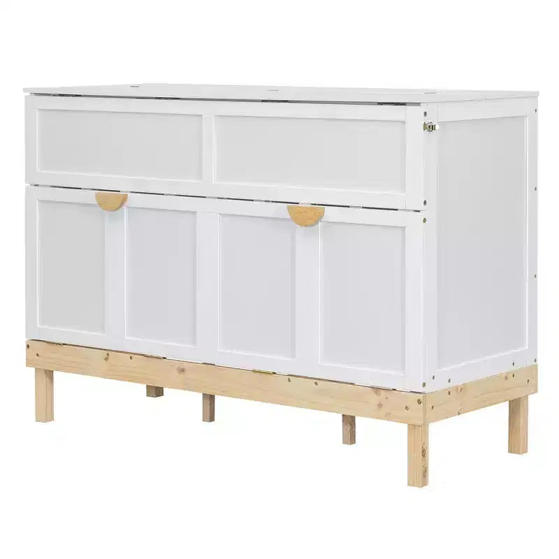 Queen Size Murphy Bed with Cabinet and Storage Drawer