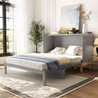 Queen Size Murphy Bed with Cabinet and Storage Drawer