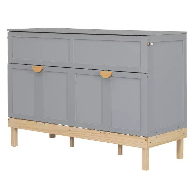 Queen Size Murphy Bed with Cabinet and Storage Drawer