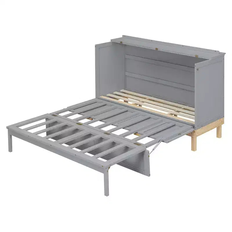 Queen Size Murphy Bed with Cabinet and Storage Drawer