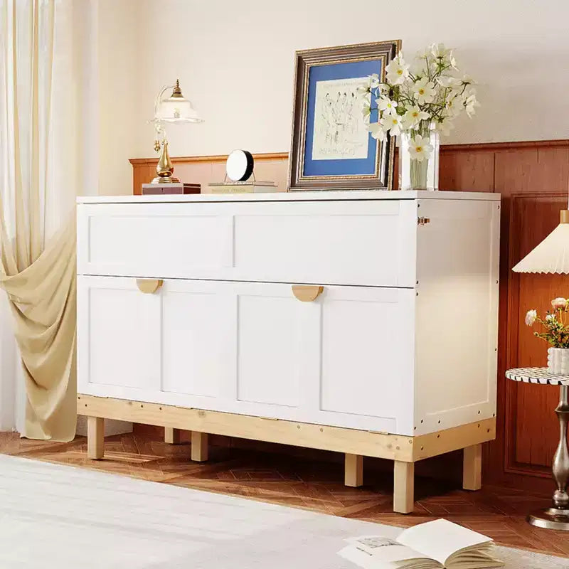 Queen Size Murphy Bed with Cabinet and Storage Drawer