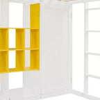 Twin Size Wood Loft Bed with Wardrobe, Shelves and Cabinet