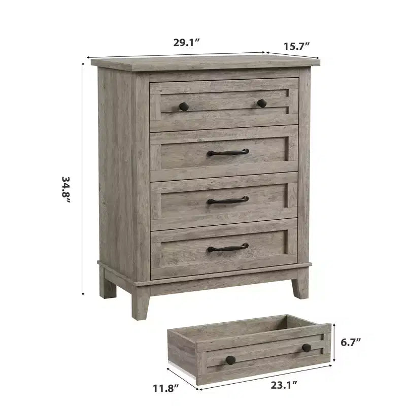4-Drawer Dresser with Storage – Freestanding Chest for Bedroom or Living Room