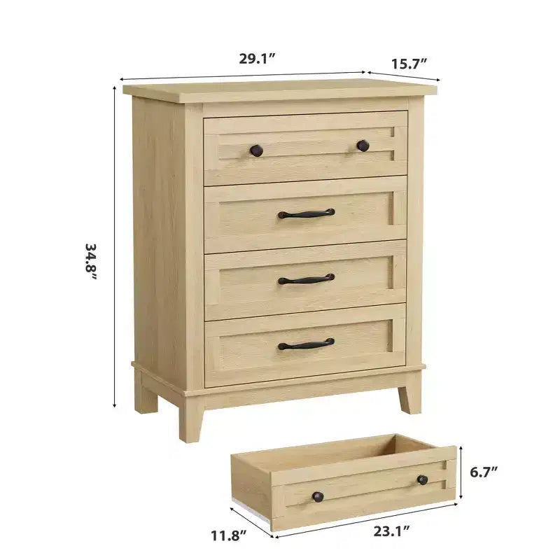 4-Drawer Dresser with Storage – Freestanding Chest for Bedroom or Living Room