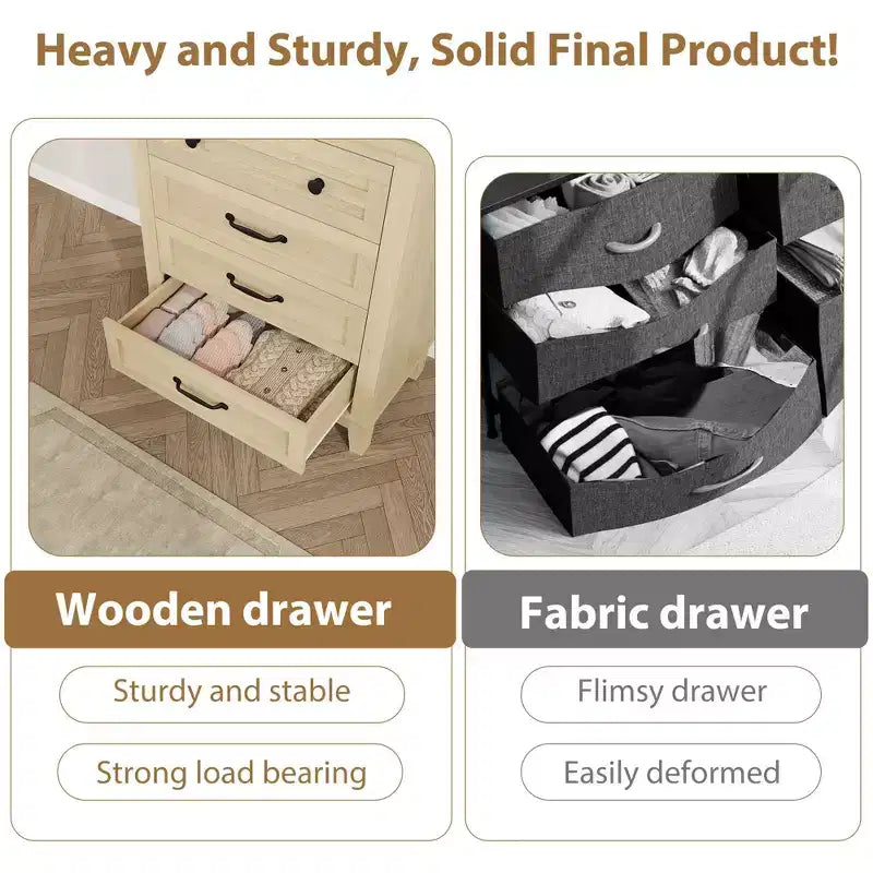 4-Drawer Dresser with Storage – Freestanding Chest for Bedroom or Living Room