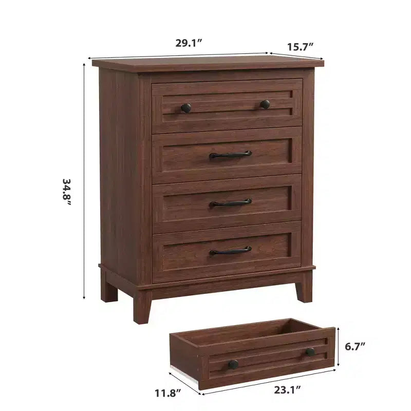 4-Drawer Dresser with Storage – Freestanding Chest for Bedroom or Living Room
