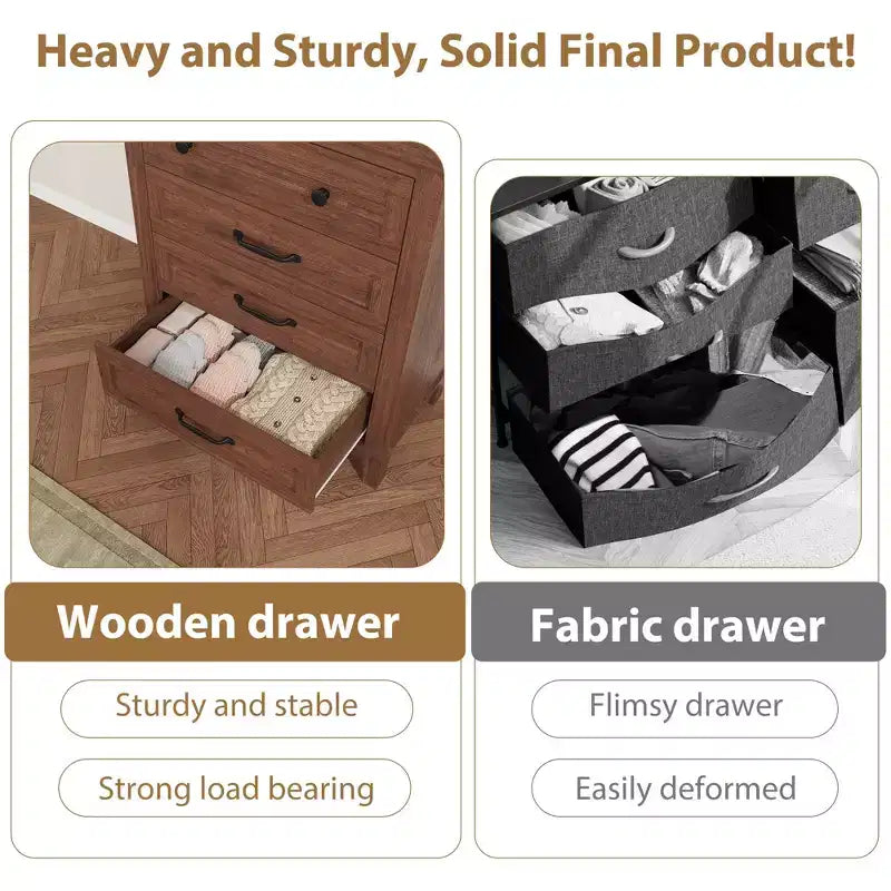 4-Drawer Dresser with Storage – Freestanding Chest for Bedroom or Living Room