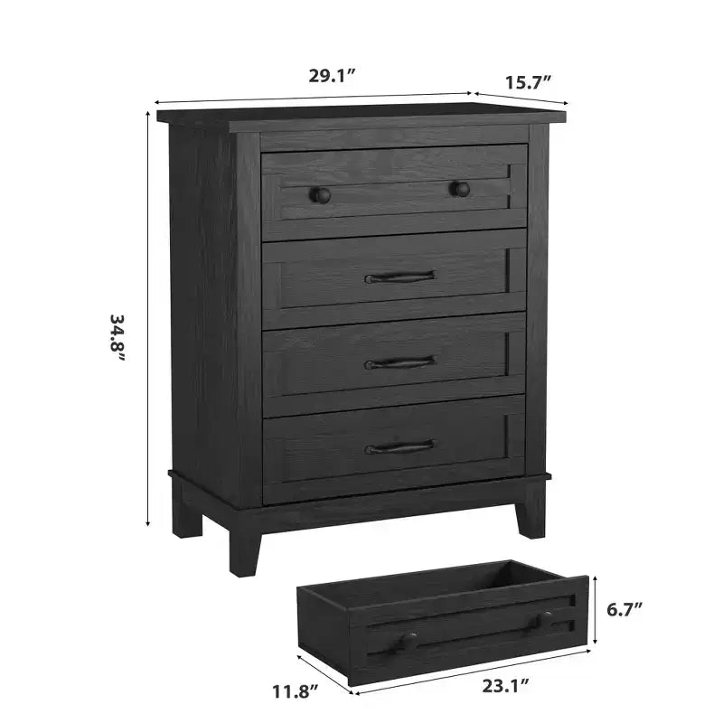 4-Drawer Dresser with Storage – Freestanding Chest for Bedroom or Living Room