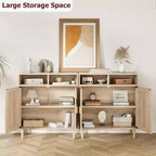 2-Door Rattan Sideboard Cabinet with Shelves, 36 Inches Tall