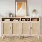 2-Door Rattan Sideboard Cabinet with Shelves, 36 Inches Tall