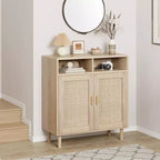 2-Door Rattan Sideboard Cabinet with Shelves, 36 Inches Tall
