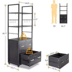 Tall 2-Drawer File Cabinet with Lock, Shelves and Rolling Wheels for Home Office, Black