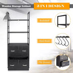 Tall 2-Drawer File Cabinet with Lock, Shelves and Rolling Wheels for Home Office, Black
