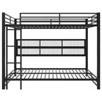 Metal Queen over Queen Bunk Bed with Storage Cabinets, LED Lighting and Guard Rails - Black
