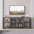 TV Stand with Mesh Doors and Metal Frame