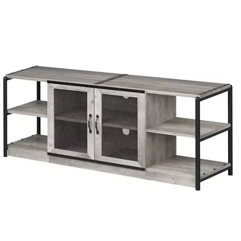 TV Stand with Mesh Doors and Metal Frame