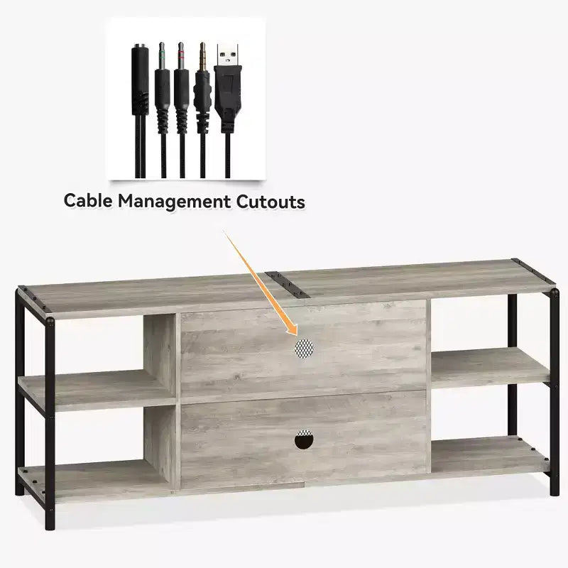 TV Stand with Mesh Doors and Metal Frame