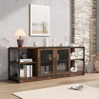 TV Stand with Mesh Doors and Metal Frame