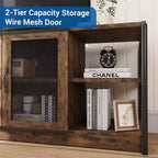 TV Stand with Mesh Doors and Metal Frame