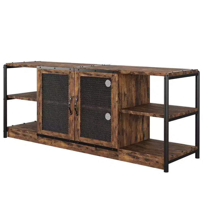 TV Stand with Mesh Doors and Metal Frame