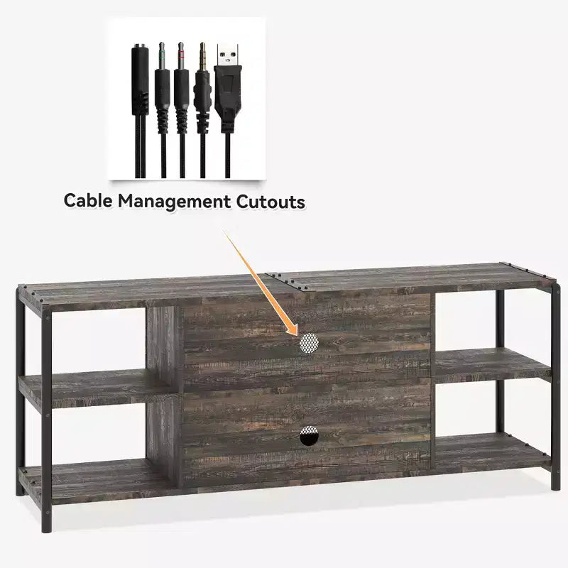 TV Stand with Mesh Doors and Metal Frame