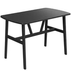 47-Inch Rectangular Dining Table for 4-6 People, Wood Top with Metal Frame, Black