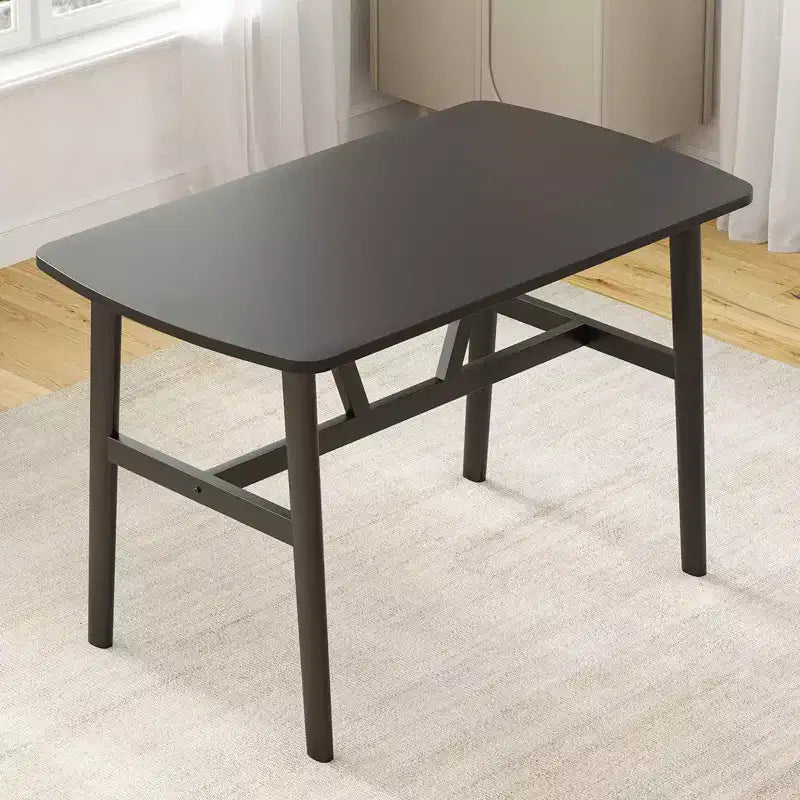 47-Inch Rectangular Dining Table for 4-6 People, Wood Top with Metal Frame, Black