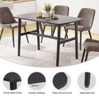 47-Inch Rectangular Dining Table for 4-6 People, Wood Top with Metal Frame, Black