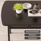 47-Inch Rectangular Dining Table for 4-6 People, Wood Top with Metal Frame, Black