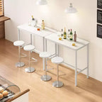 47" Counter Height Bar Table with Metal Frame and Wood Top, Seats 4, White