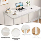 47" Counter Height Bar Table with Metal Frame and Wood Top, Seats 4, White