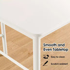 47" Counter Height Bar Table with Metal Frame and Wood Top, Seats 4, White