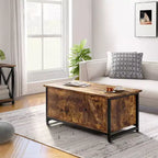 Lift Top Coffee Table with Hidden Storage, Drawers & Side Cabinet – Brown