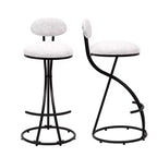 Upholstered Counter Height Bar Stools Set of 2 with Metal Frame and Footrest