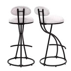 Upholstered Counter Height Bar Stools Set of 2 with Metal Frame and Footrest