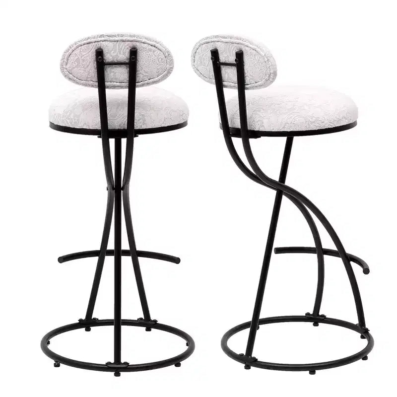Upholstered Counter Height Bar Stools Set of 2 with Metal Frame and Footrest