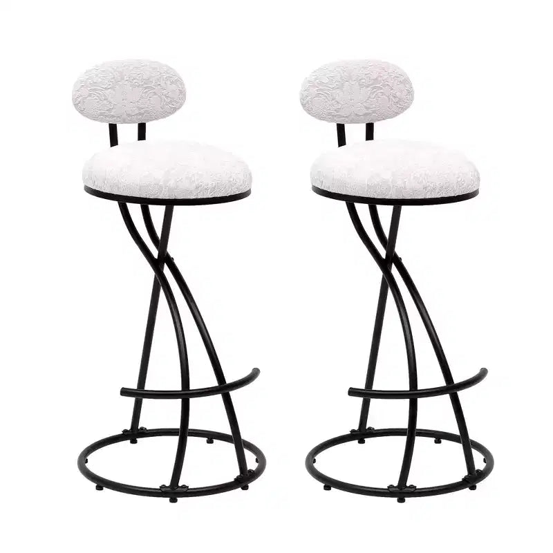 Upholstered Counter Height Bar Stools Set of 2 with Metal Frame and Footrest