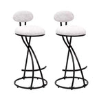 Upholstered Counter Height Bar Stools Set of 2 with Metal Frame and Footrest