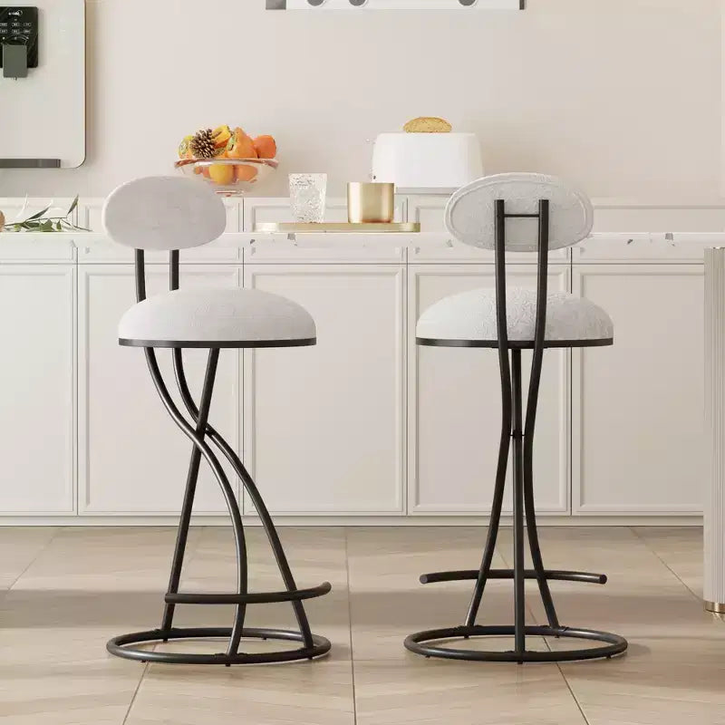 Upholstered Counter Height Bar Stools Set of 2 with Metal Frame and Footrest