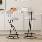 Upholstered Counter Height Bar Stools Set of 2 with Metal Frame and Footrest