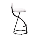 Upholstered Counter Height Bar Stools Set of 2 with Metal Frame and Footrest