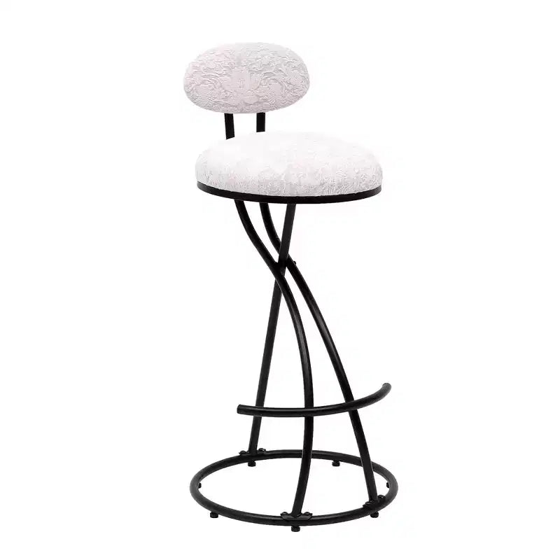 Upholstered Counter Height Bar Stools Set of 2 with Metal Frame and Footrest